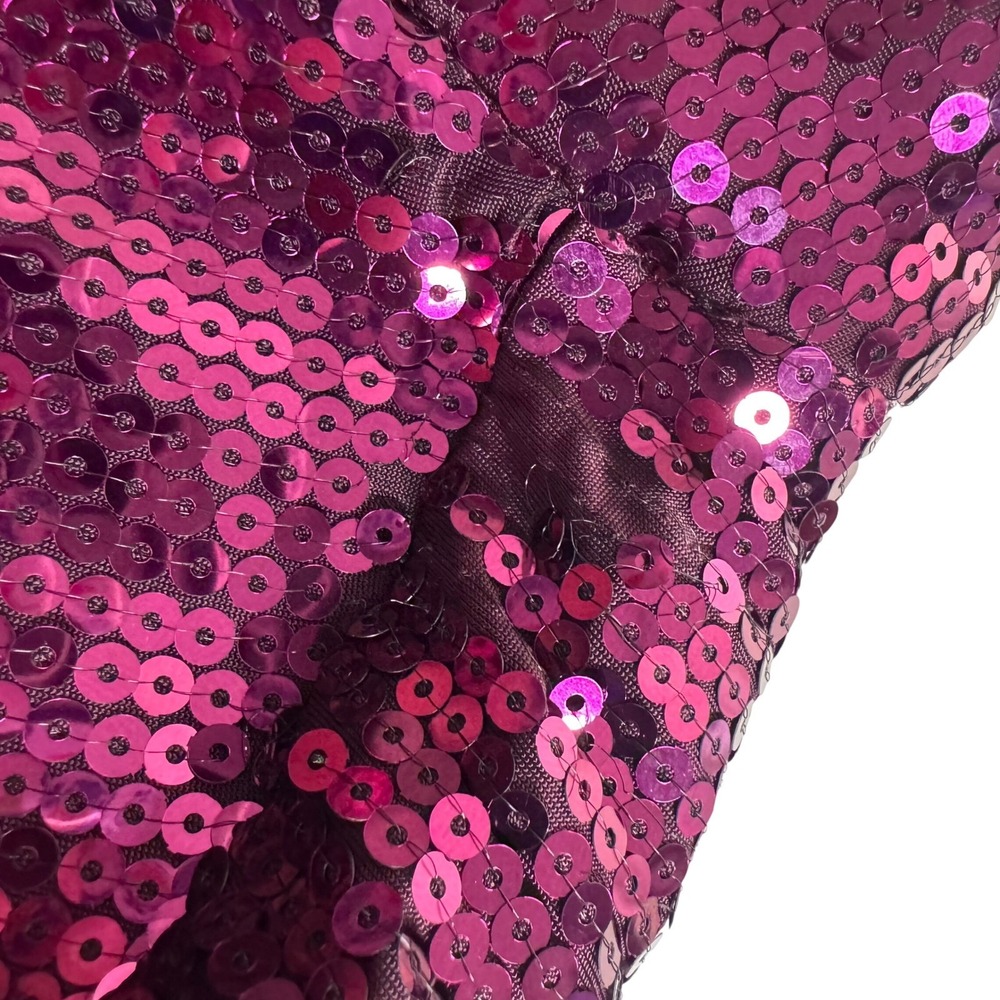 Michael Kors Womens Top Medium Sequin Short Sleeve Party Festive Purple Burgundy - Picture 9 of 9